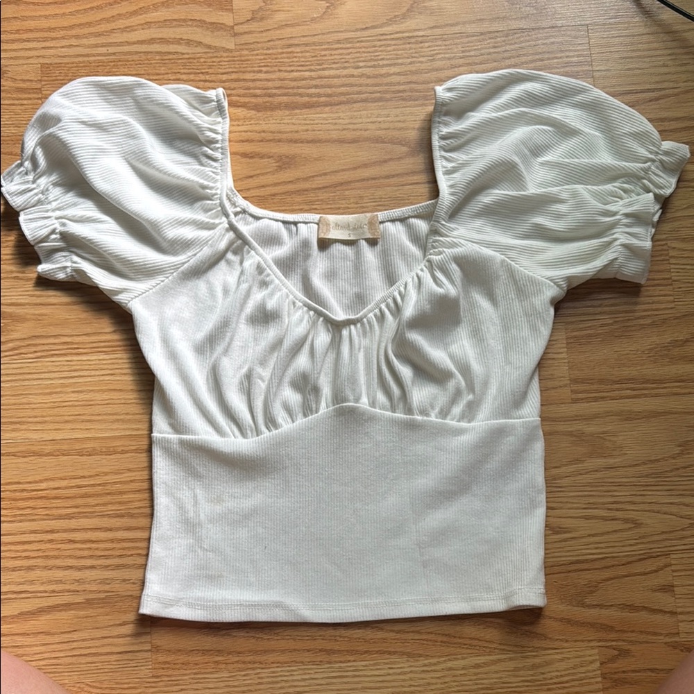 Altar’d State, S, Elegant White Puff Sleeve Top